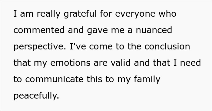 Text of woman expressing gratitude for comments and realizing her emotions need peaceful communication with family on vacation. Text of woman expressing gratitude for comments and realizing her emotions need peaceful communication with family on vacation.