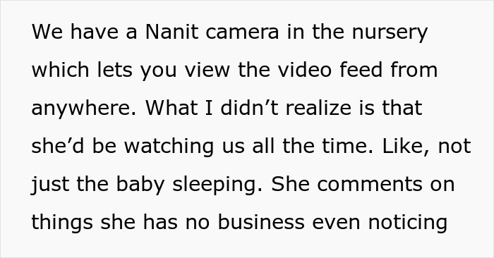 Mom disables MIL’s baby cam access after discovering she is always spying on her family. Mom disables MIL’s baby cam access after discovering she is always spying on her family.