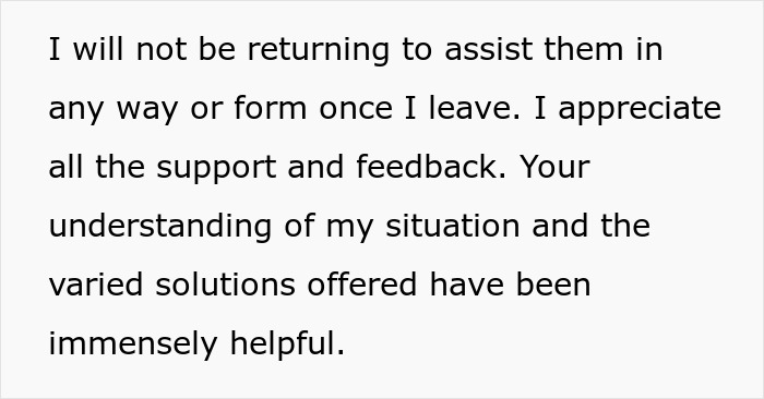 Text excerpt from a resignation letter showing an employee giving two weeks notice before PTO, addressing knowledge transfer. Text excerpt from a resignation letter showing an employee giving two weeks notice before PTO, addressing knowledge transfer.