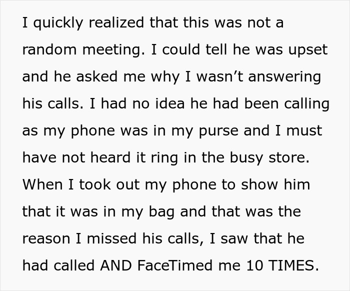 Woman shopping unaware of 10 missed calls from fiancé who visits to check if she’s up to no good. Woman shopping unaware of 10 missed calls from fiancé who visits to check if she’s up to no good.