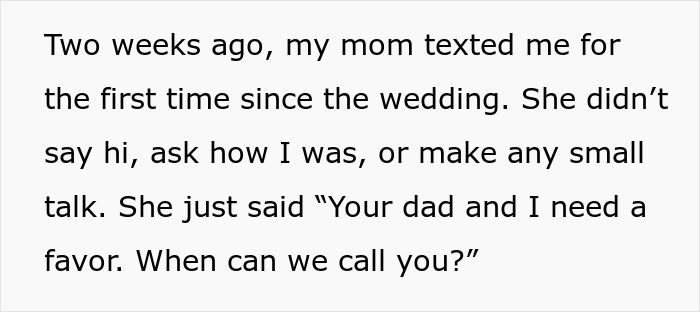 Text message on screen about a woman’s mom asking for a favor after a long silence, highlighting family savings dispute. Text message on screen about a woman’s mom asking for a favor after a long silence, highlighting family savings dispute.