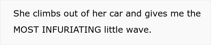 Woman in brand new Lexus trapped between curbs after skipping air pump line, showing a petty justice moment.