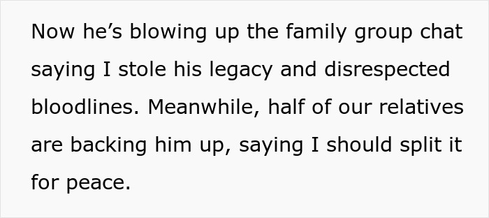 Text about family conflict over legacy with 21-year-old caring for grandpa and entitled brother causing tension. Text about family conflict over legacy with 21-year-old caring for grandpa and entitled brother causing tension.
