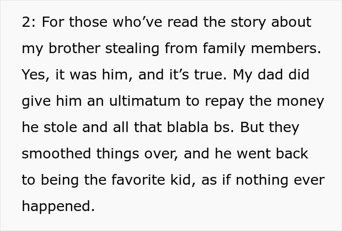 Text excerpt about family conflict involving a brother and parents forcing pay expensive rent issues. Text excerpt about family conflict involving a brother and parents forcing pay expensive rent issues.