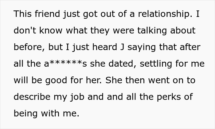 Text about a fiance and destitute relationship, describing a friend’s breakup and settling for a new partner. Text about a fiance and destitute relationship, describing a friend’s breakup and settling for a new partner.