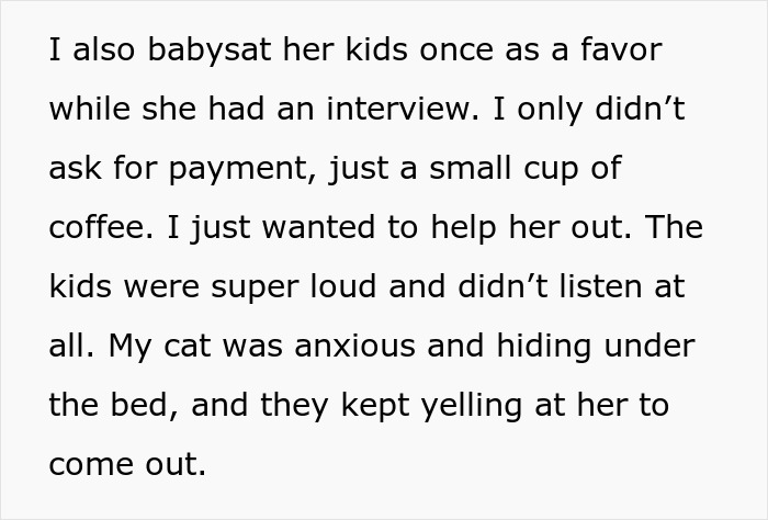 Text describing babysitting rowdy kids causing anxiety, leading to a woman choosing childfree events in the future. Text describing babysitting rowdy kids causing anxiety, leading to a woman choosing childfree events in the future.
