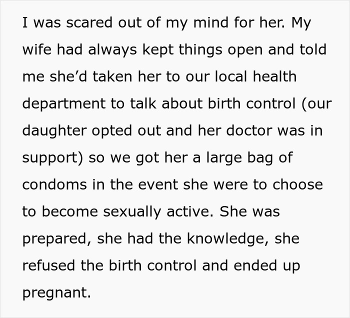 Text excerpt from a dad explaining why he called CPS on his teen daughter due to pregnancy concerns. Text excerpt from a dad explaining why he called CPS on his teen daughter due to pregnancy concerns.
