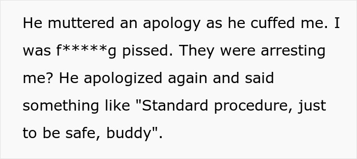 Text excerpt about a wife accusing husband of domestic violence, showing anger and an apology during arrest. Text excerpt about a wife accusing husband of domestic violence, showing anger and an apology during arrest.