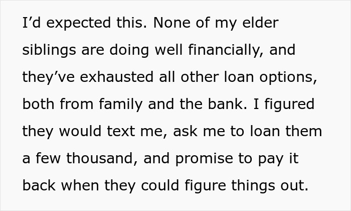 Text excerpt showing a woman refusing to hand over her savings after parents claim it’s rightfully theirs. Text excerpt showing a woman refusing to hand over her savings after parents claim it’s rightfully theirs.