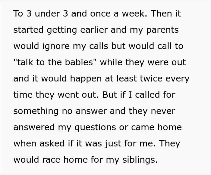Text about parents obsessed with having kids forcing older son to babysit siblings and ignoring his calls. Text about parents obsessed with having kids forcing older son to babysit siblings and ignoring his calls.