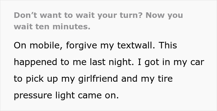 Lady in brand new Lexus skips air pump line and ends up stuck between curbs facing petty justice consequences.