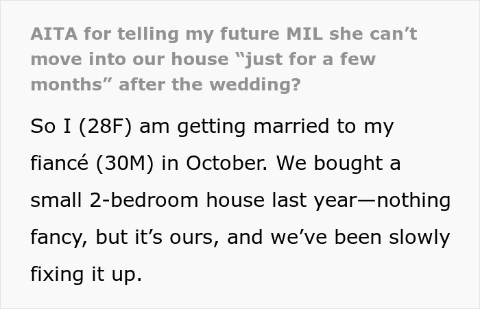 Woman refuses future MIL’s temporary stay request, faces backlash before marriage in a small shared home scenario. Woman refuses future MIL’s temporary stay request, faces backlash before marriage in a small shared home scenario.