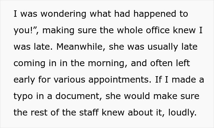 Text excerpt describing a person calling an obnoxious coworker's bluff and organizing a retirement party to force her to quit. Text excerpt describing a person calling an obnoxious coworker's bluff and organizing a retirement party to force her to quit.