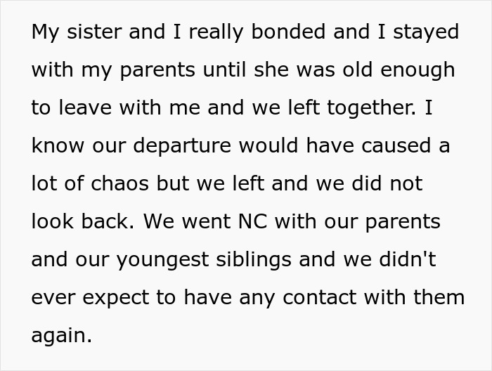 Text about relationship between siblings and mom, describing bonding and family departure together without looking back. Text about relationship between siblings and mom, describing bonding and family departure together without looking back.