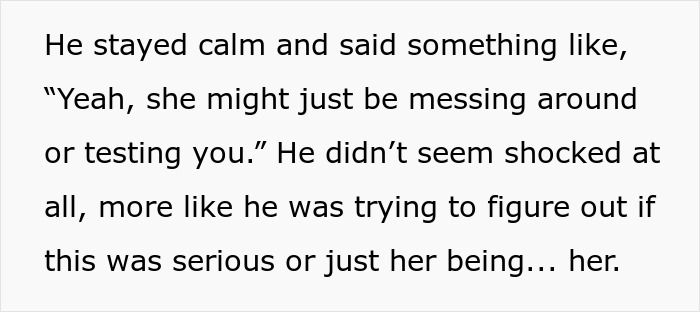 Alt text: Girlfriend confused and livid after boyfriend’s sister hits on her and claims it was a test of loyalty. Alt text: Girlfriend confused and livid after boyfriend’s sister hits on her and claims it was a test of loyalty.