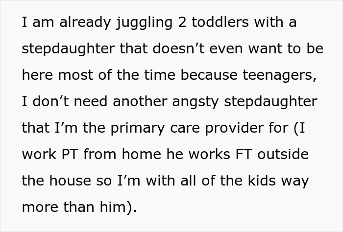 Text about managing life with two toddlers and an unwanted stepdaughter after broken promise of a quiet family life. Text about managing life with two toddlers and an unwanted stepdaughter after broken promise of a quiet family life.