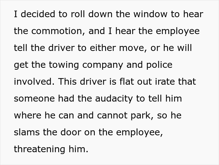 Man parks illegally and argues with employee about moving truck, showing anger and threatening behavior. Man parks illegally and argues with employee about moving truck, showing anger and threatening behavior.