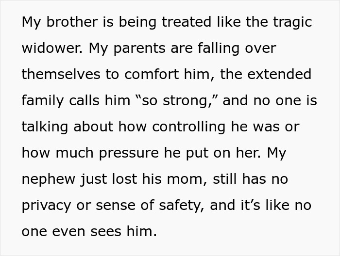 Text excerpt describing concerns about a controlling brother and a nephew’s lack of privacy and safety after his mom’s death. Text excerpt describing concerns about a controlling brother and a nephew’s lack of privacy and safety after his mom’s death.