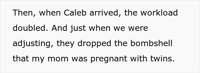 Text discussing how 16YO twins miss out on being teens due to parents expecting them to babysit younger siblings. Text discussing how 16YO twins miss out on being teens due to parents expecting them to babysit younger siblings.
