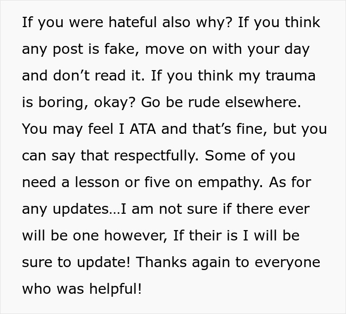 Text message discussing empathy and respectful comments after betrayal in an AITA ex-best friend story. Text message discussing empathy and respectful comments after betrayal in an AITA ex-best friend story.