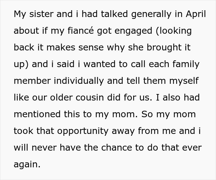 Newly Engaged Woman Doesn’t Trust Mom, Won’t Share Wedding Details After She Blows Her Proposal Newly Engaged Woman Doesn’t Trust Mom, Won’t Share Wedding Details After She Blows Her Proposal