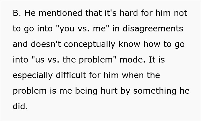 Text excerpt discussing difficulty in resolving disagreements and the husband's struggle with empathy, related to hubby mocks wife mispronunciation. Text excerpt discussing difficulty in resolving disagreements and the husband's struggle with empathy, related to hubby mocks wife mispronunciation.