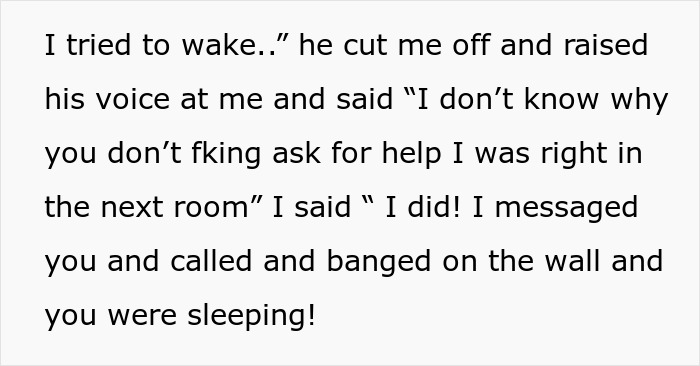 Text conversation showing someone explaining being ignored when asking for help, related to heavily pregnant woman stuck in bathtub. Text conversation showing someone explaining being ignored when asking for help, related to heavily pregnant woman stuck in bathtub.