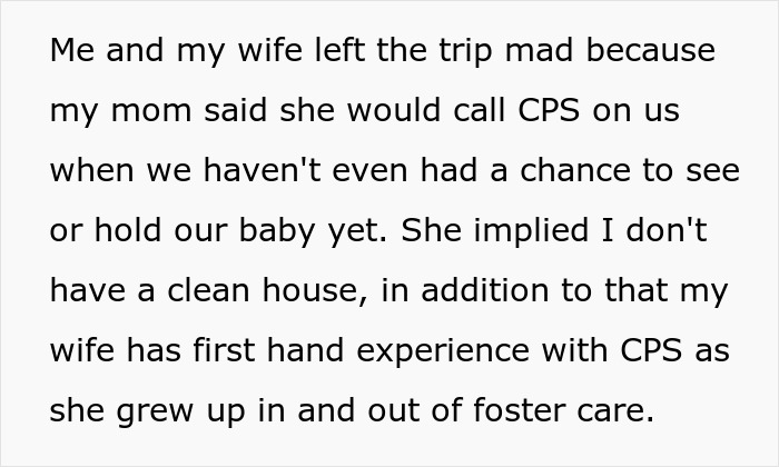 Text describing a family conflict where grandma threatens CPS regarding the unborn baby and household cleanliness. Text describing a family conflict where grandma threatens CPS regarding the unborn baby and household cleanliness.