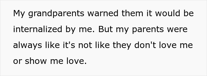 Text excerpt about grandparents warning and parents showing love, related to parents obsessed with having kids forcing older son to babysit siblings. Text excerpt about grandparents warning and parents showing love, related to parents obsessed with having kids forcing older son to babysit siblings.