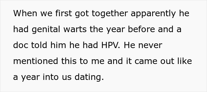 Text on a white background explaining a woman’s resentment towards her healthy boyfriend due to HPV-related cancer. Text on a white background explaining a woman’s resentment towards her healthy boyfriend due to HPV-related cancer.