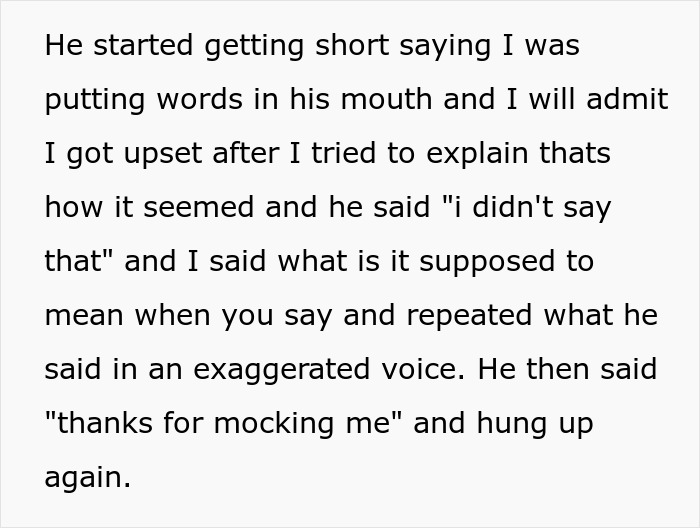 Text excerpt showing a conversation where hubby mocks wife over mispronunciation, leaving her upset and in tears. Text excerpt showing a conversation where hubby mocks wife over mispronunciation, leaving her upset and in tears.