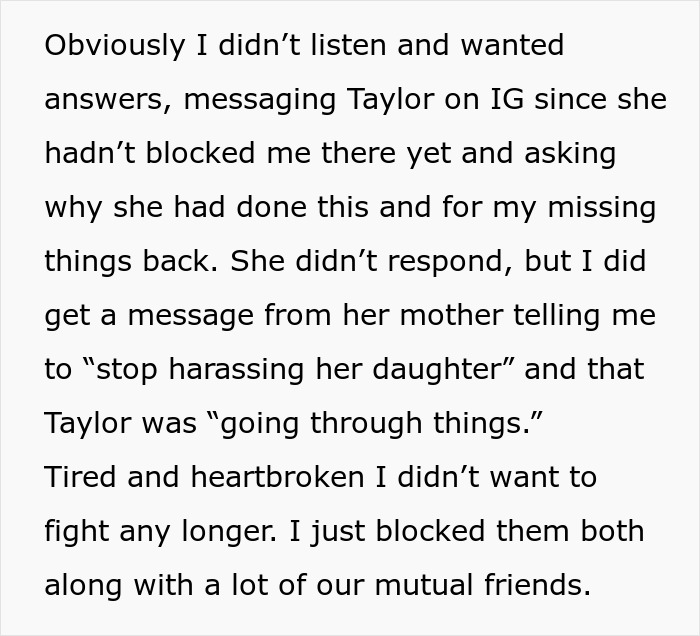 Text message about betrayal and blocking an ex-best friend, illustrating a taste of her own medicine conflict. Text message about betrayal and blocking an ex-best friend, illustrating a taste of her own medicine conflict.