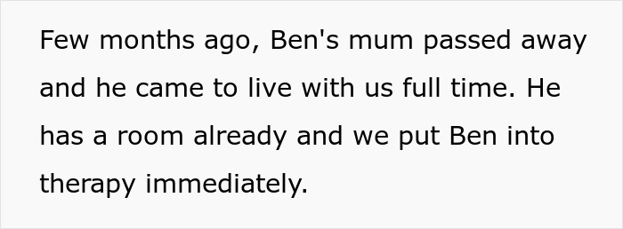Text excerpt about stepdad suggesting punishment for kid using native language his son can't understand, mom horrified and seeking therapy. Text excerpt about stepdad suggesting punishment for kid using native language his son can't understand, mom horrified and seeking therapy.