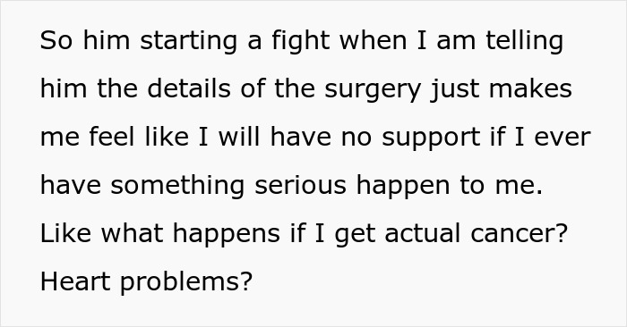 Text message expressing distress over lack of support from hubby who mocks wife during surgery details discussion. Text message expressing distress over lack of support from hubby who mocks wife during surgery details discussion.