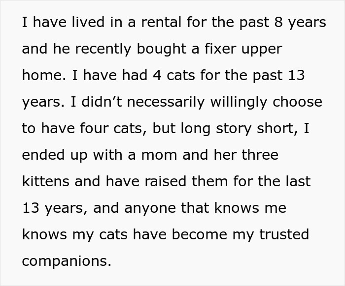 Fiancée Left Shocked After Guy Demands Her 4 Senior Cats Be Rehomed Before Wedding Fiancée Left Shocked After Guy Demands Her 4 Senior Cats Be Rehomed Before Wedding