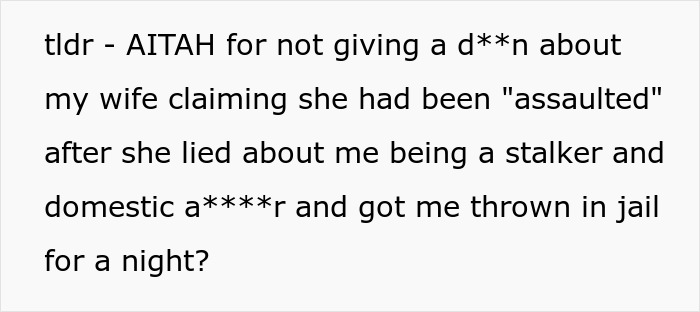 Text discussing a husband’s lack of empathy after wife accuses him of domestic violence and lies about stalking. Text discussing a husband’s lack of empathy after wife accuses him of domestic violence and lies about stalking.