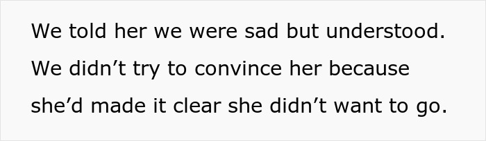 Text on a white background reads a message about understanding and respecting a woman’s travel needs when friends refuse to bend. Text on a white background reads a message about understanding and respecting a woman’s travel needs when friends refuse to bend.