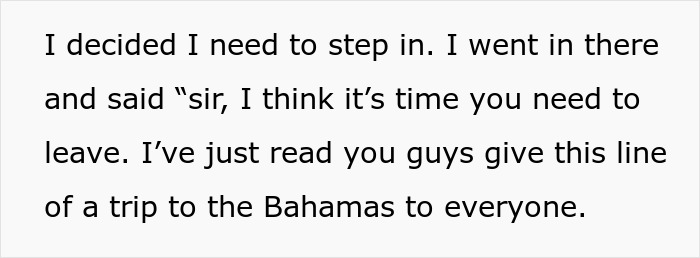 Person stepping in to confront villainous vacuum cleaner salespeople after grandkid loses patience and kicks them out.