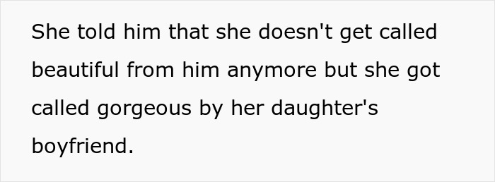 Woman explaining how her daughter's boyfriend's compliment sparked a fight between parents over inappropriate behavior. Woman explaining how her daughter's boyfriend's compliment sparked a fight between parents over inappropriate behavior.