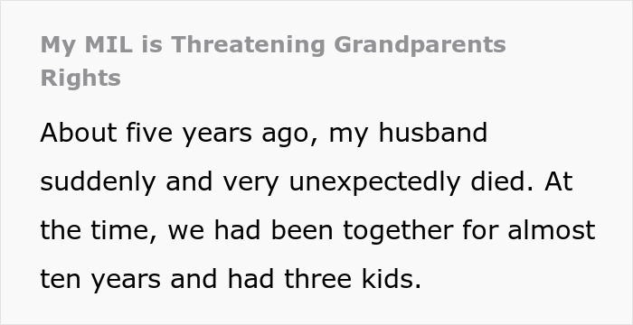 Widow wanting to move back to her home country with kids faces legal threats from mother-in-law over grandparents rights. Widow wanting to move back to her home country with kids faces legal threats from mother-in-law over grandparents rights.