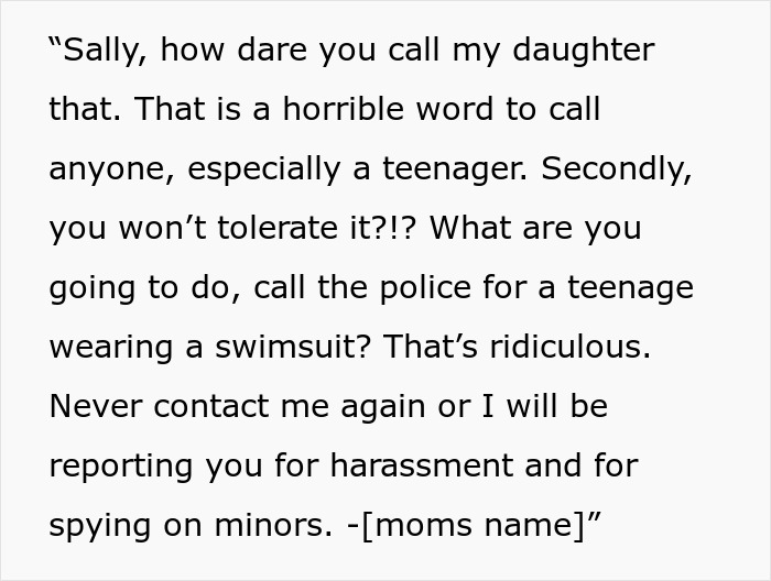 Mother defending her teenage daughter wearing bikini in their own yard, addressing accusations and threats seriously. Mother defending her teenage daughter wearing bikini in their own yard, addressing accusations and threats seriously.