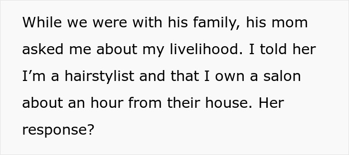 Text excerpt from a conversation about owning a salon and offering free salon service marriage-related support.