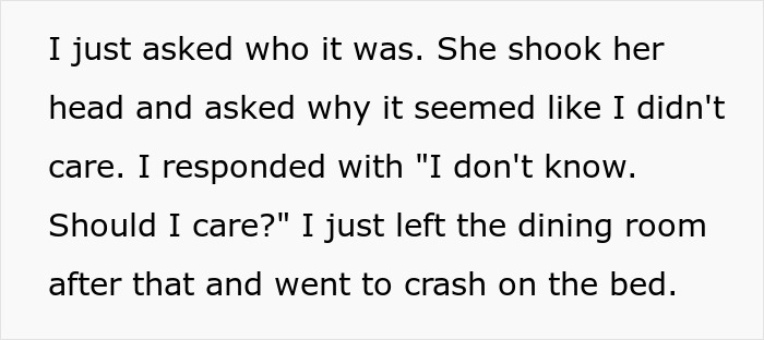 Text excerpt showing a conversation where a husband expresses emotional detachment amid accusations of domestic violence. Text excerpt showing a conversation where a husband expresses emotional detachment amid accusations of domestic violence.
