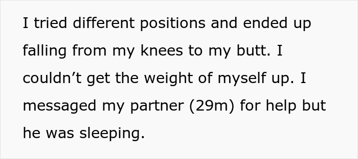 Heavily pregnant woman stuck in bathtub calling for help while angry partner scolds her for waking him up. Heavily pregnant woman stuck in bathtub calling for help while angry partner scolds her for waking him up.