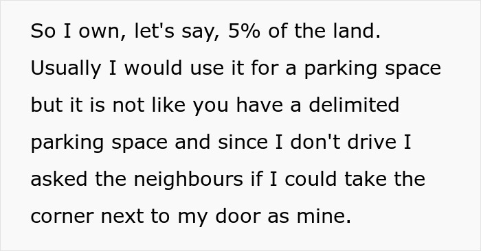 Text excerpt discussing a neighbor refusing to share patio space with tourists and Airbnb host claims of discrimination. Text excerpt discussing a neighbor refusing to share patio space with tourists and Airbnb host claims of discrimination.