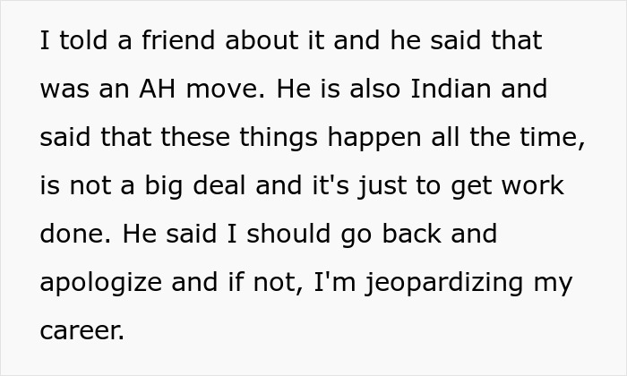 Text showing an Indian guy warned by a friend that refusing to change his name for a US client might jeopardize his career. Text showing an Indian guy warned by a friend that refusing to change his name for a US client might jeopardize his career.