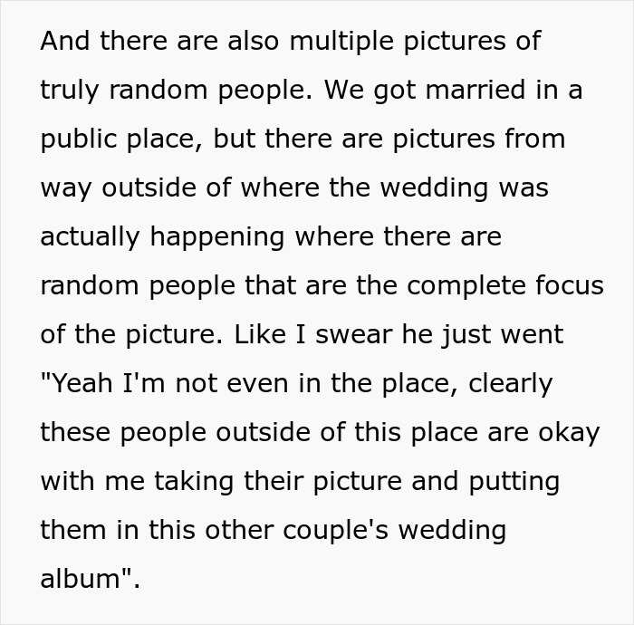 Bride slams $3K wedding photographer for poor photos with random people instead of wedding focus. Bride slams $3K wedding photographer for poor photos with random people instead of wedding focus.