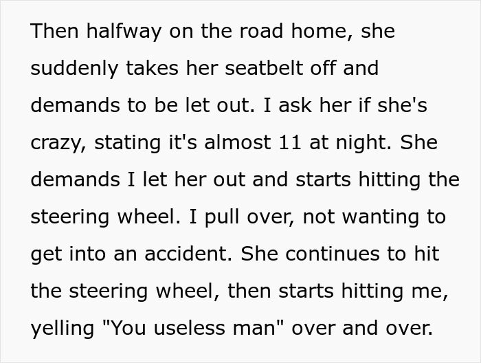 Wife accuses husband of domestic violence during a nighttime road incident with conflict and anger. Wife accuses husband of domestic violence during a nighttime road incident with conflict and anger.