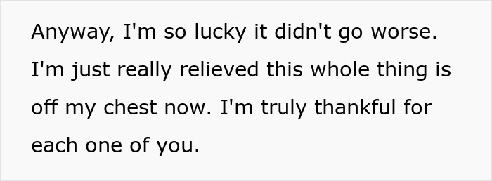 Text expressing relief and thankfulness after a friend breaks into house and plants belongings to prove residence. Text expressing relief and thankfulness after a friend breaks into house and plants belongings to prove residence.
