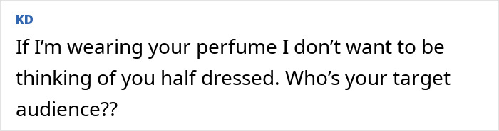User comment criticizing Bella Hadid's daring braless look for new perfume launch expressing disapproval. User comment criticizing Bella Hadid's daring braless look for new perfume launch expressing disapproval.